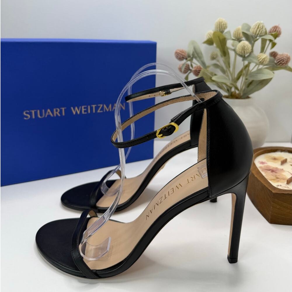 Stuart Weitzman Nudistsong Leather Ankle Strap Sandal Black Women's 11.5B
